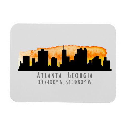 Atlanta City Skyline Map Coordinates   Magnet