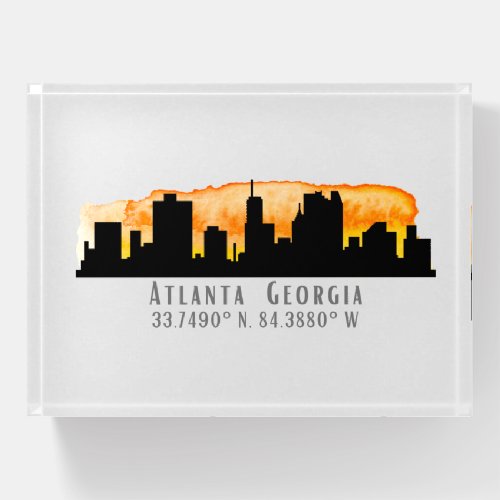 Atlanta City Skyline Map Coordinates  Paperweight