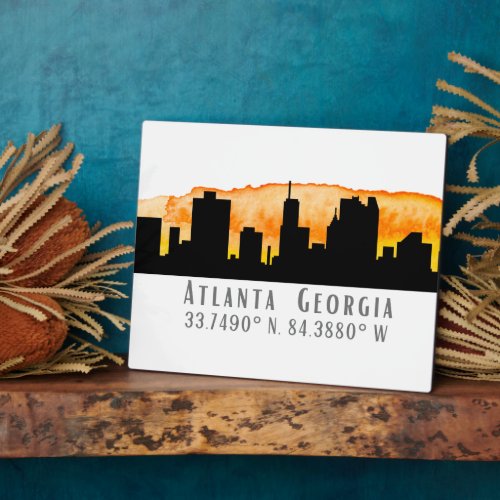 Atlanta City Skyline Map Coordinates  Plaque