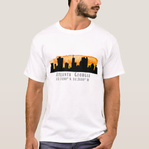 Atlanta City Skyline Map Coordinates T-Shirt