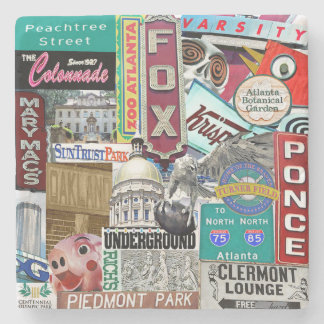 Atlanta Collage Coaster, Retro Atlanta, Atlanta Stone Coaster