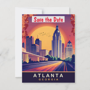 Atlanta Downtown Skyline Road wedding Invitation