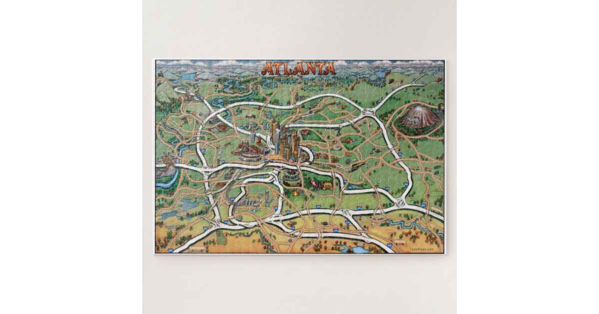 Atlanta Fun Map Jigsaw Puzzle | Zazzle