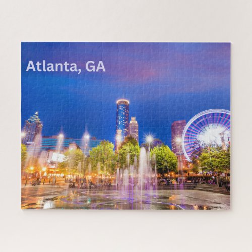 Atlanta GA City Park Night View Jigsaw Puzzle