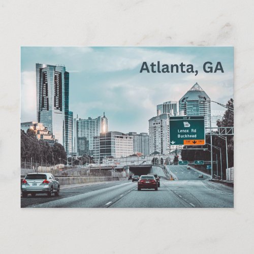 Atlanta GA Downtown Highway Postcard