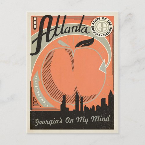 Atlanta GA _ Georgias on my Mind Postcard