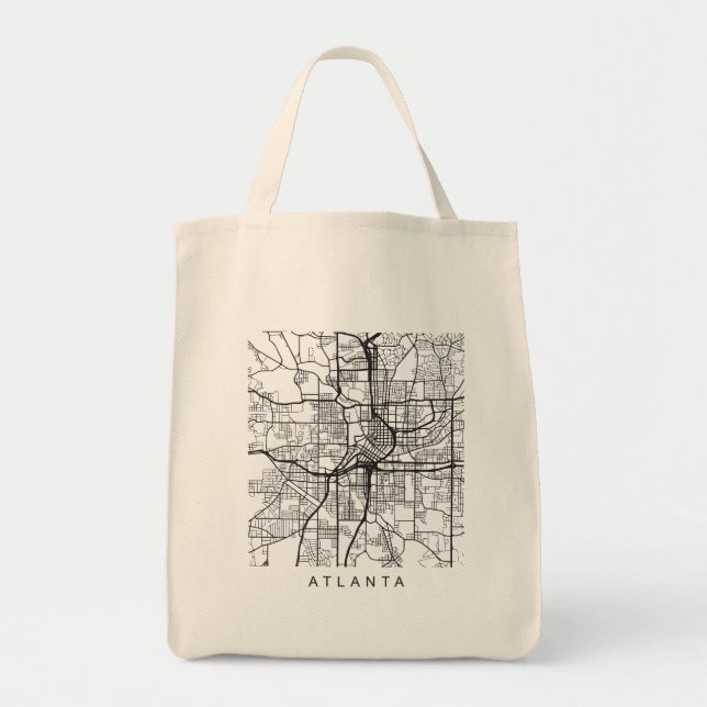 Atlanta GA Minimalist City Street Map Dark Design Tote Bag (Front)