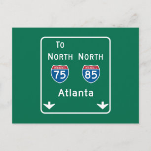 Atlanta, GA Road Sign Postcard