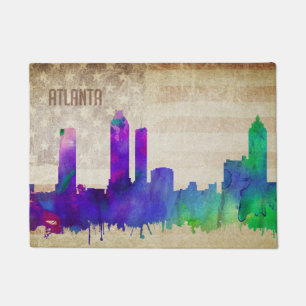 Atlanta, GA Watercolor City Skyline Doormat