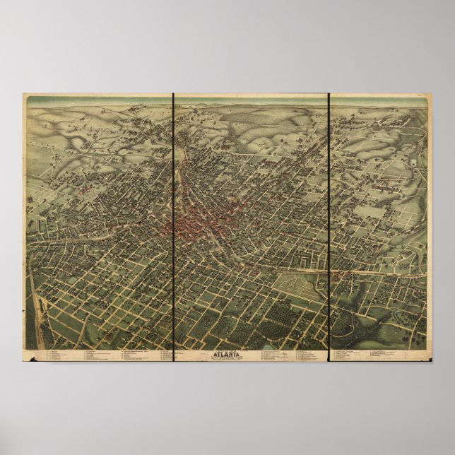 Atlanta Georgia 1892 Panoramic Map Poster (Front)
