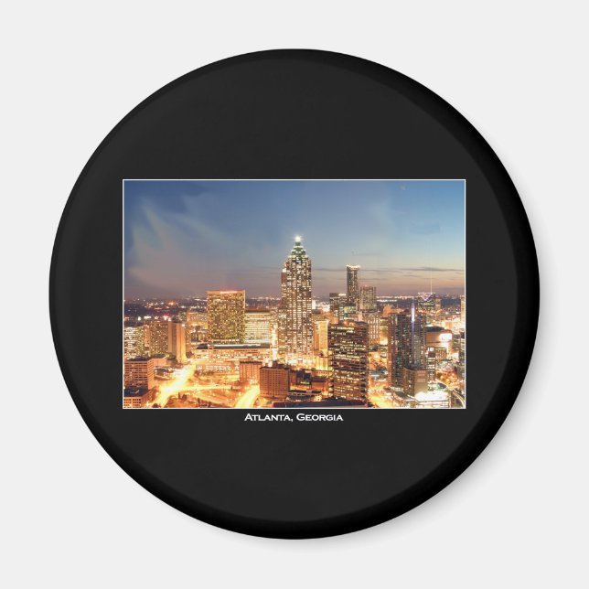 Atlanta, Georgia at Night - Beautiful Skyline Magnet (Front)