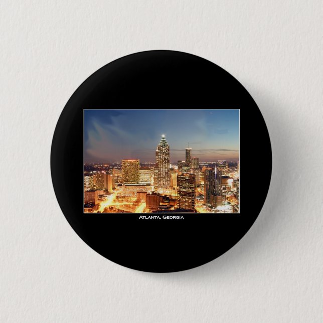 Atlanta, Georgia at Night - Beautiful Skyline Pinback Button (Front)