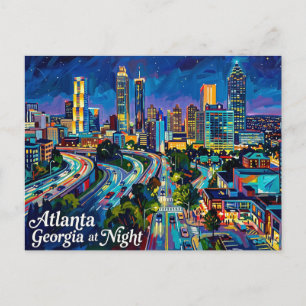 Atlanta Georgia at Night Postcard
