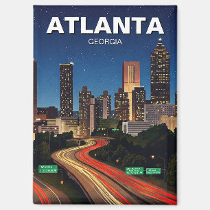 Atlanta Georgia at Night Travel Magnet