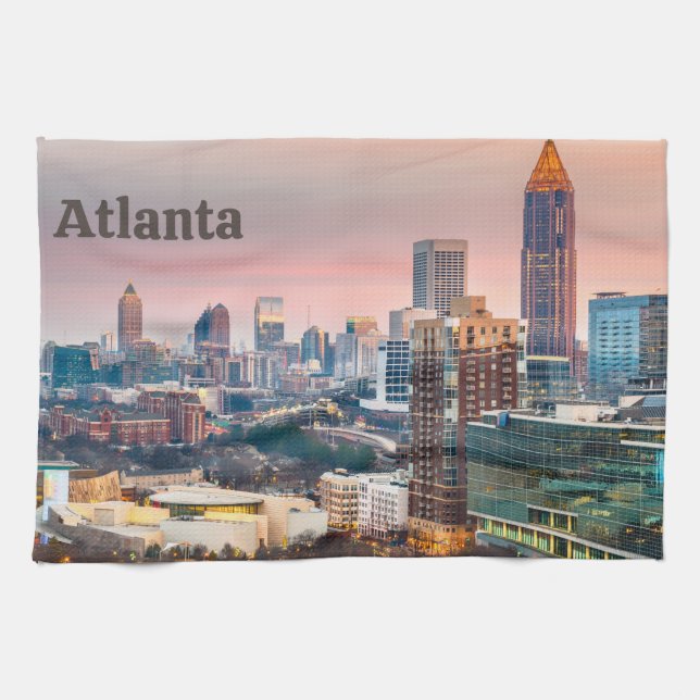Atlanta, Georgia Beautiful Sunset City View    Kitchen Towel (Horizontal)