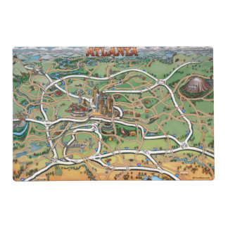 Atlanta Georgia Cartoon Map Placemat