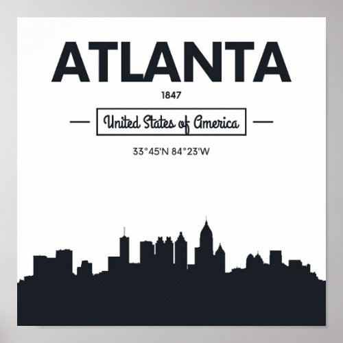 Atlanta Georgia  City Coordinates Poster