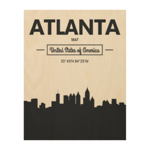 Atlanta, Georgia City Coordinates Wood Wall Decor