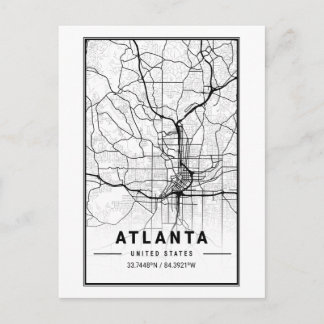 Atlanta Georgia City Map Minimalist Art Postcard