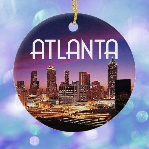Atlanta Georgia city skyline at night Ceramic Ornament