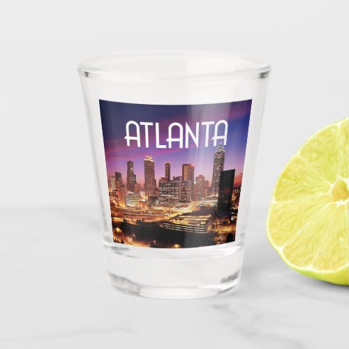 Atlanta Georgia city skyline at night Shot Glass