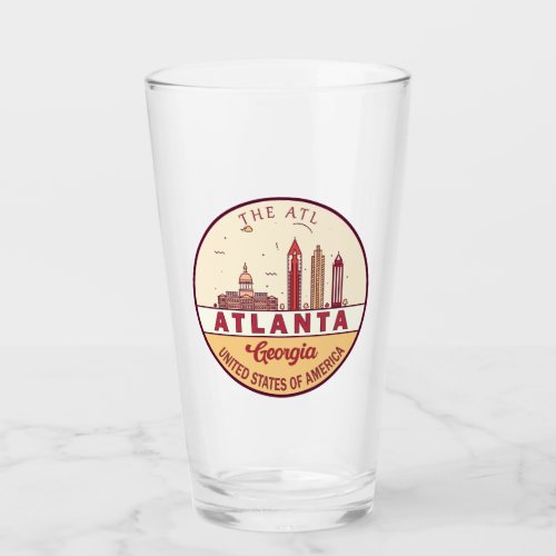 Atlanta Georgia City Skyline Emblem Glass