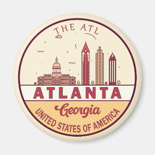 Atlanta Georgia City Skyline Emblem Magnet