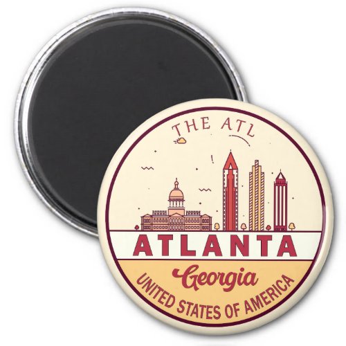 Atlanta Georgia City Skyline Emblem Magnet