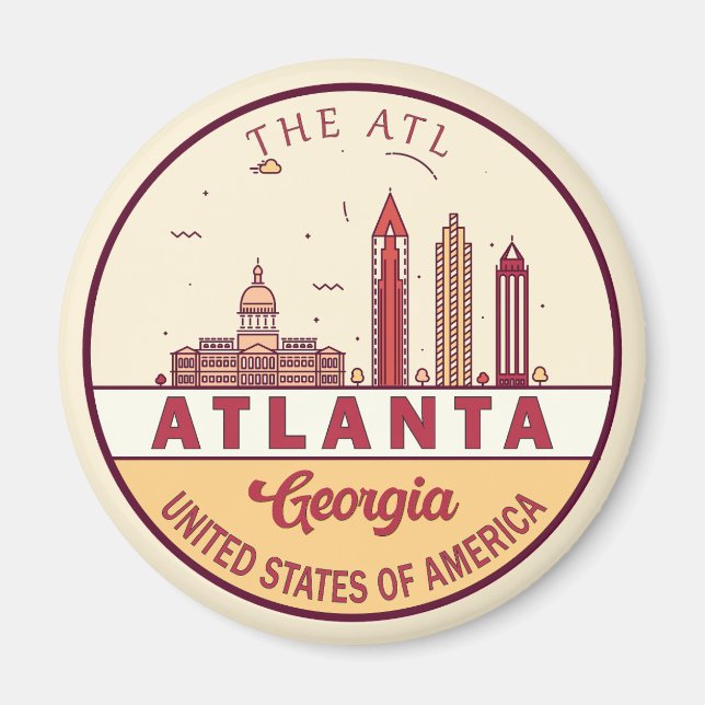Atlanta Georgia City Skyline Emblem Magnet (Front)