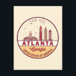 Atlanta Georgia City Skyline Emblem Postcard<br><div class="desc">Atlanta minimalist,  colorful art design featuring monuments and landmarks of the city in Georgia.</div>