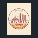 Atlanta Georgia City Skyline Emblem Postcard<br><div class="desc">Atlanta minimalist,  colorful art design featuring monuments and landmarks of the city in Georgia.</div>