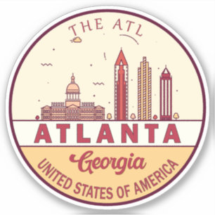 Atlanta Georgia City Skyline Emblem Sticker