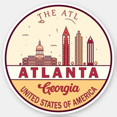 Atlanta Georgia City Skyline Emblem Sticker