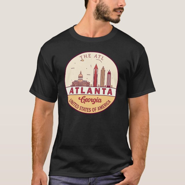 Atlanta Georgia City Skyline Emblem T-Shirt (Front)