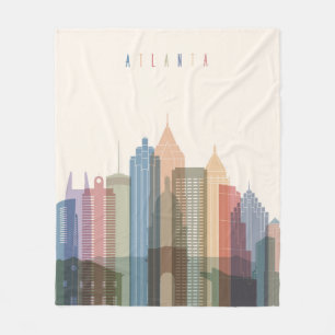 Atlanta, Georgia City Skyline Fleece Blanket