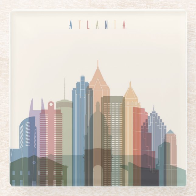 Atlanta, Georgia | City Skyline Glass Coaster (Front)