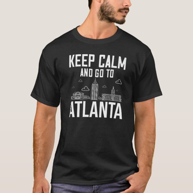 Atlanta Georgia City Skyline Map Travel  2 T-Shirt (Front)