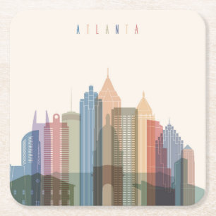 Atlanta, Georgia City Skyline Square Paper Coaster