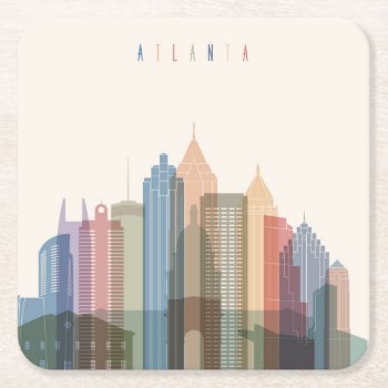 Atlanta  Georgia | City Skyline Square Paper Coaster by adventurebeginsnow at Zazzle