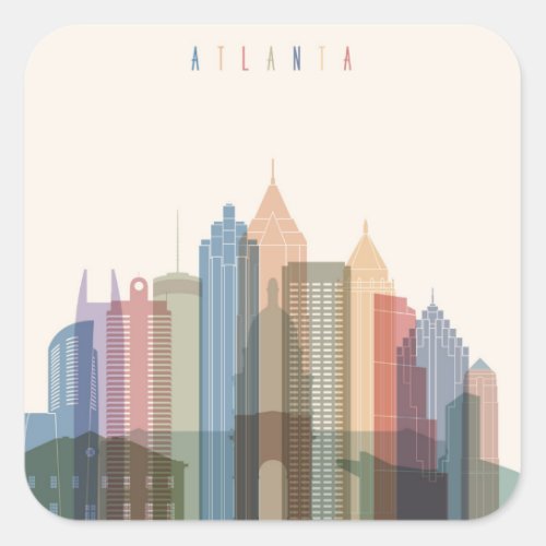 Atlanta Georgia  City Skyline Square Sticker