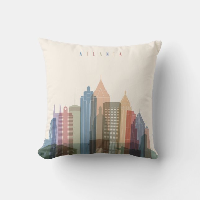 Atlanta, Georgia | City Skyline Throw Pillow (Front)