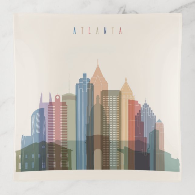Atlanta, Georgia | City Skyline Trinket Tray (Front)