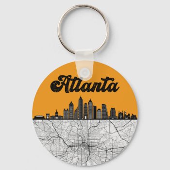 Atlanta Georgia City Skyline With Map Keychain by Kris_and_Friends at Zazzle