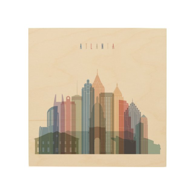 Atlanta, Georgia | City Skyline Wood Wall Art (Front)