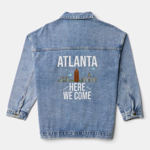 Atlanta Georgia City Trip Skyline Map Travel  Denim Jacket