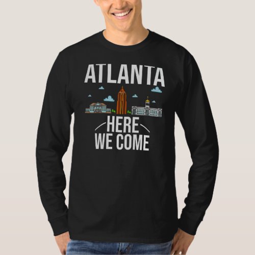Atlanta Georgia City Trip Skyline Map Travel T_Shirt