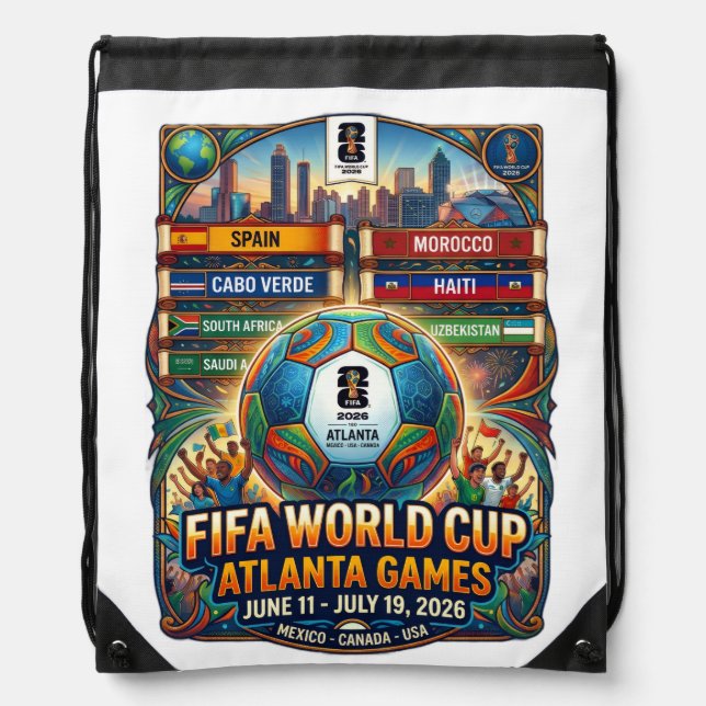 Atlanta Georgia FIFA World Cup 2026 Drawstring Bag (Front)
