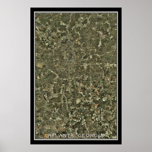 Atlanta Georgia From Space Satellite Map Poster