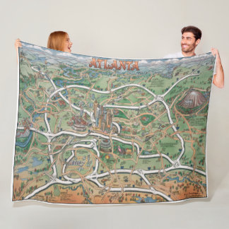 Atlanta Georgia Fun Map Fleece Blanket