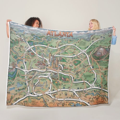 Atlanta Georgia Fun Map Fleece Blanket
